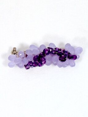 Artisan made amethyst & quartz beaded pin